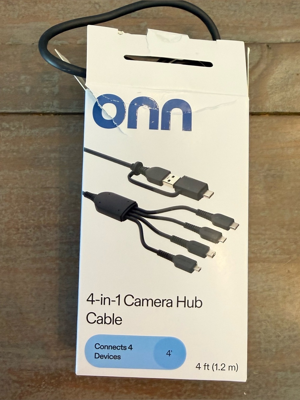 onn 4-in-1 Camera Hub Cable - Black